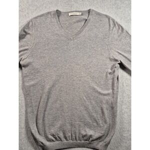 Suitsupply Sweater Mens Medium Gray Cotton Cashmere Long Sleeve Pullover Slim
